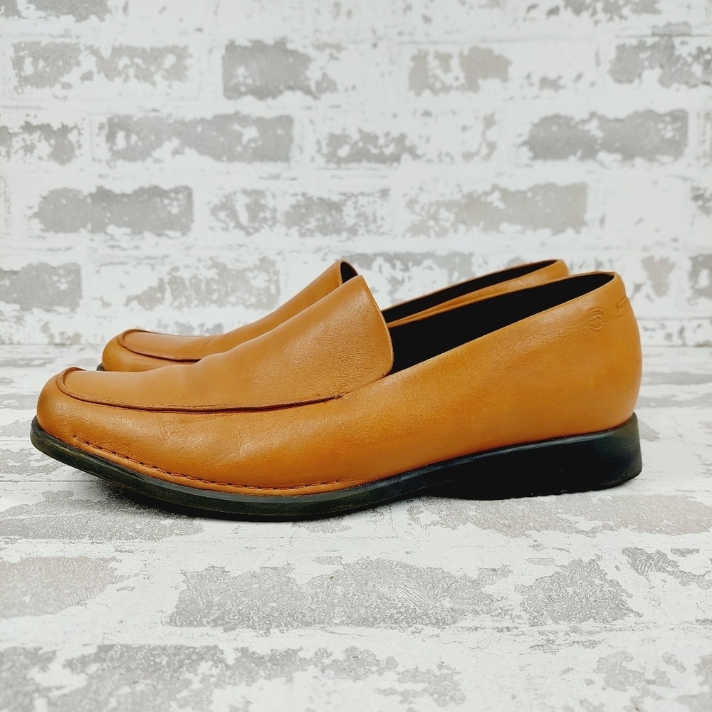 Rockport Brown Burnt Orange Slip On Leather Flat Loafers W42
